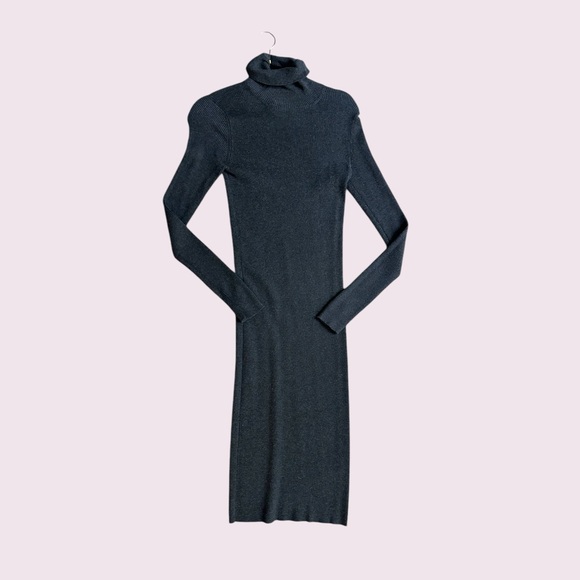 TWO Express Turtleneck Knit Sweater Dresses Small Dark Gray & Light Gray - Picture 2 of 5
